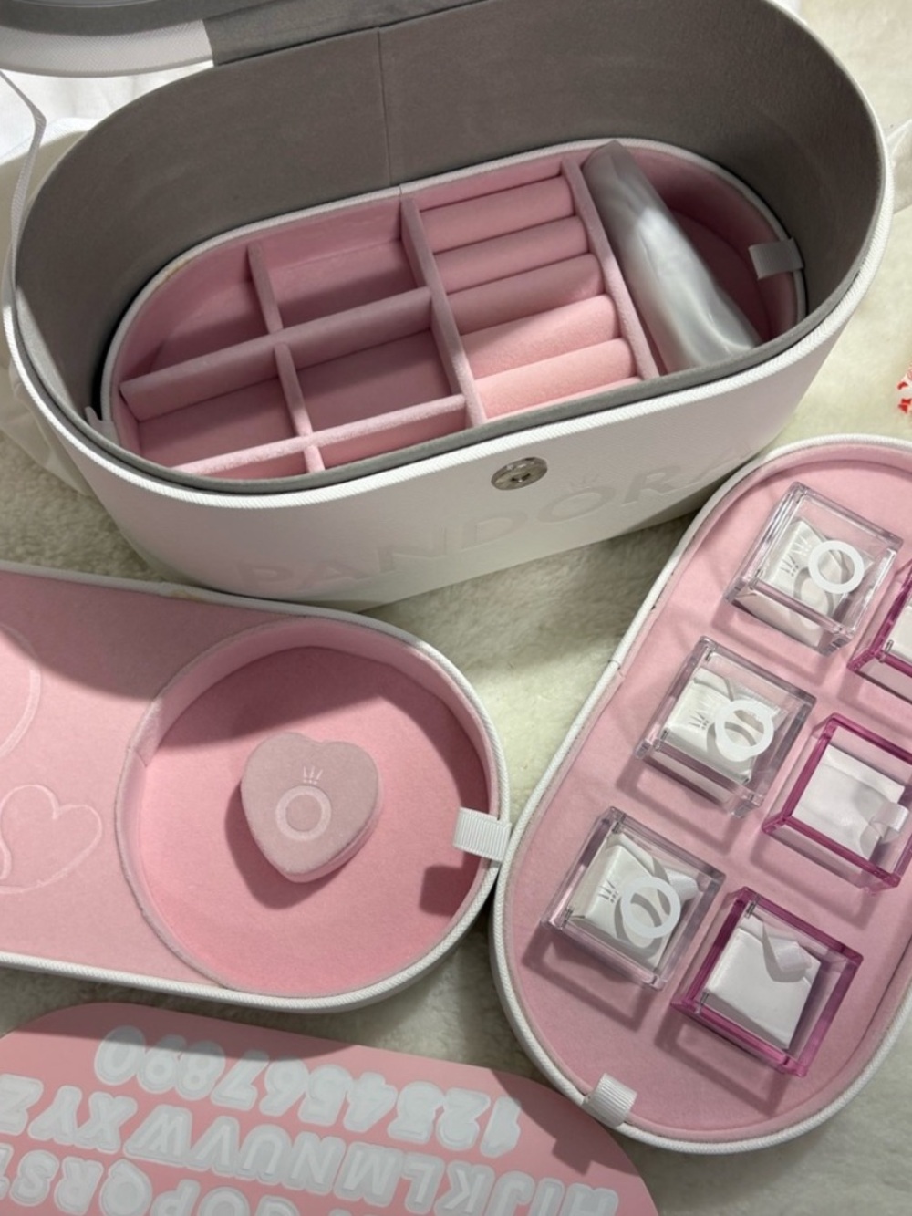 Pandora three tiers Jewelry Organizer box with light and mirror